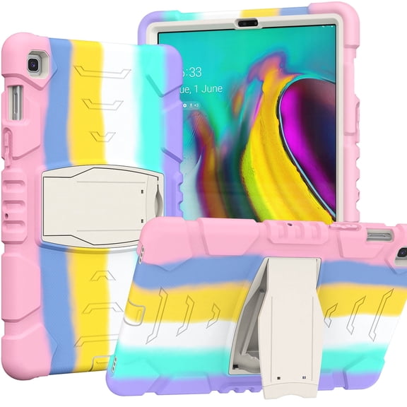 XYX Case for Samsung Galaxy Tab S5e 10.5 inch (SM-T720/SM-T725), Dual Layer Slim Heavy Shockproof Rugged Protective Cover Case with Kickstand (Colourful Pink)