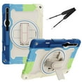 thumbnail image 1 of XYX 3in1 Rotating Stand Case for Samsung Galaxy Tab S7/Tab S8 11.0 inch with Hand/Shoulder Strap, Shockproof Rugged, Colorful Blue, 1 of 7