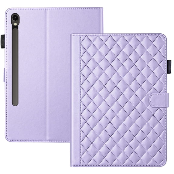 For Samsung Galaxy Tab S9 11.0 inch Release 2023 (SM-X710/SM-X716) Case, Rhombus Pattern Multiple Viewing Angles Stand Slim Folio Cover (Purple)
