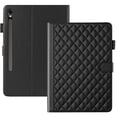 thumbnail image 1 of For Samsung Galaxy Tab S10 Lite/S10 FE/S9 FE Case, Rhombus Pattern Multiple Viewing Angles Stand Slim Folio Cover (Black), 1 of 6