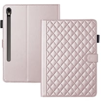 For Samsung Galaxy Tab S10 Lite/S10 FE/S9 FE Case, Rhombus Pattern Multiple Viewing Angles Stand Slim Folio Cover (Rose Gold)