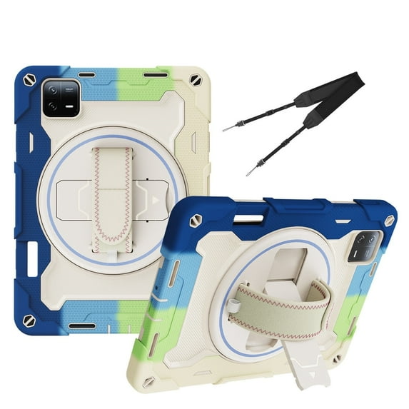 XYX 3in1 Rotating Stand Case for Xiaomi Pad 6 Pro/Xiaomi Pad 6 11 inch Released 2023 with Hand/Shoulder Strap, Shockproof Rugged, Colorful Blue
