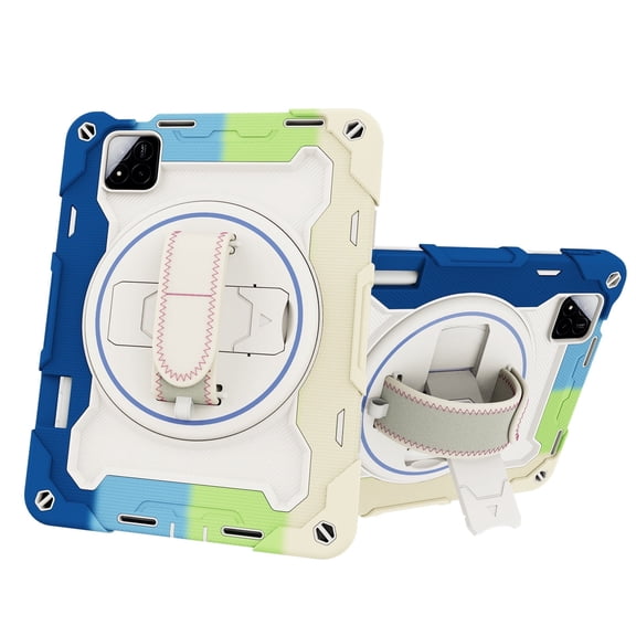 3in1 Rotating Stand Case for Xiaomi Pad 7/Xiaomi Pad 7 Pro 11.2 inch 2024 with Hand/Shoulder Strap, Shockproof Rugged, Multicolor