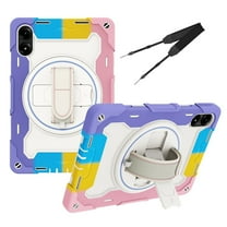 XYX 3in1 Rotating Stand Case for Xiaomi Redmi Pad Pro/Xiaomi Poco Pad 12.1 inch 2024 with Hand/Shoulder Strap, Shockproof Rugged, Colorful Pink
