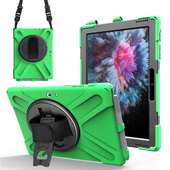 XYX Case for 10.5 inch Microsoft Surface Go 3 2021/Surface Go 2 2020 with 360 Degree Rotating, Hand Strap, Shoulder Strap, Green