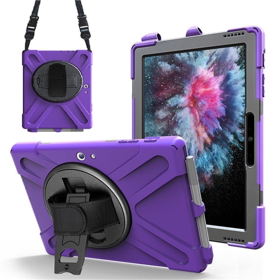 XYX Case for 10.5 inch Microsoft Surface Go 3 2021/Surface Go 2 2020 with 360 Degree Rotating, Hand Strap, Shoulder Strap, Purple
