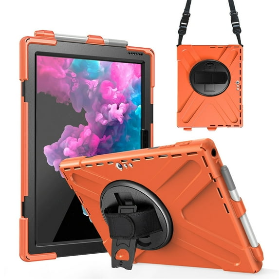 XYX Case for 12.3 inch Microsoft Surface Pro 7 Plus/Pro 7/Pro 6/Pro 5/Pro 4 with 360 Degree Rotating, Hand Strap, Shoulder Strap, Orange