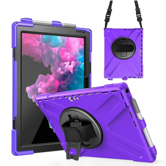 XYX Case for 12.3 inch Microsoft Surface Pro 7 Plus/Pro 7/Pro 6/Pro 5/Pro 4 with 360 Degree Rotating, Hand Strap, Shoulder Strap, Purple