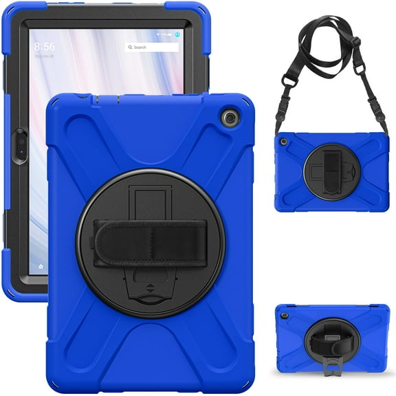 XYX Case for Fire HD 10 Tablet (13th Generation, 2023 Release) with 360 Degree Rotating, Hand Strap, Shoulder Strap, Blue