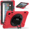 thumbnail image 1 of XYX Case for Fire HD 8 & 8 Plus (12th/10th Generation, 2024/2022/2020) with 360 Degree Rotating, Hand Strap, Shoulder Strap, Red, 1 of 7