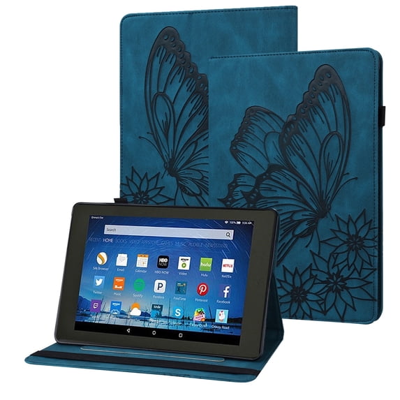 XYX Case for Kindle Fire HD 10 (13th Generation, 2023 Release), Retro Butterfly Slim Folio Stand Cover (Blue)