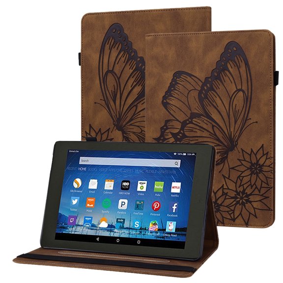 XYX Case for Kindle Fire HD 10 (13th Generation, 2023 Release), Retro Butterfly Slim Folio Stand Cover (Brown)