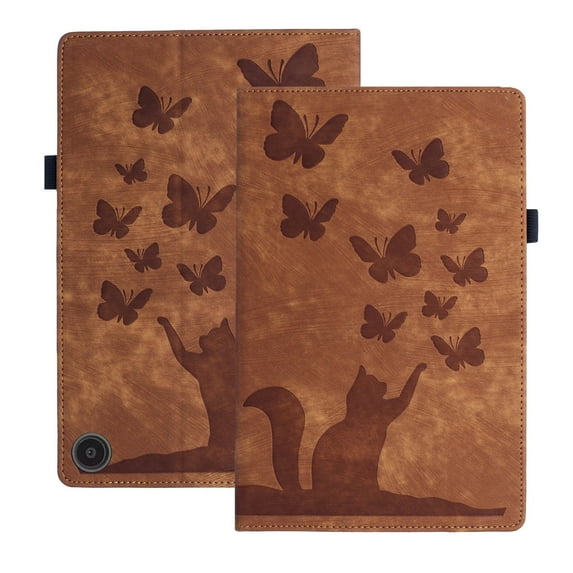 XYX Case for Kindle Fire HD 10 Tablet (13th Generation, 2023 Release), Butterfly Cat Slim Folio Stand Cover for Fire Tablet 10 2023, Brown
