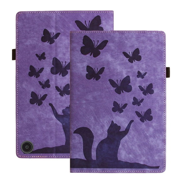 XYX Case for Kindle Fire HD 10 Tablet (13th Generation, 2023 Release), Butterfly Cat Slim Folio Stand Cover for Fire Tablet 10 2023, Purple