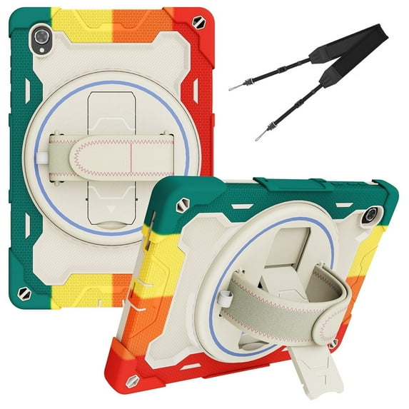 XYX 3in1 Rotating Stand Case for Lenovo Tab M10 Plus 10.3 inch/Tab K10 with Hand/Shoulder Strap, Shockproof Rugged, Colorful Red
