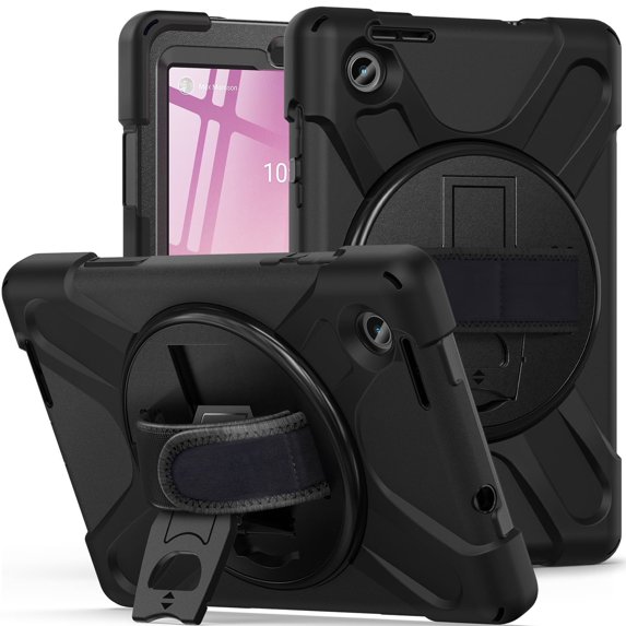 XYX Case for Lenovo Tab M8 4th Gen 8.0 inch 2023 Release TB-300FU with 360 Degree Rotating, Hand Strap, Shoulder Strap, Black
