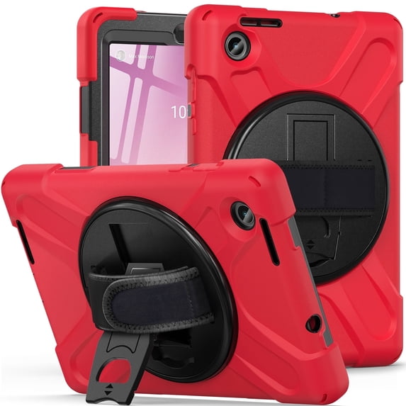 XYX Case for Lenovo Tab M8 4th Gen 8.0 inch 2023 Release TB-300FU with 360 Degree Rotating, Hand Strap, Shoulder Strap, Red