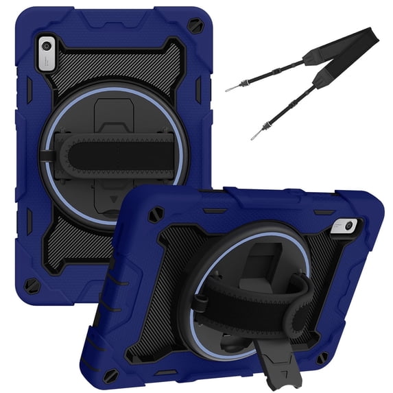 3in1 Rotating Stand Case for Lenovo Tab M9 9.0 inch 2023 Released TB-310FU with Hand/Shoulder Strap, Shockproof Rugged, Blue