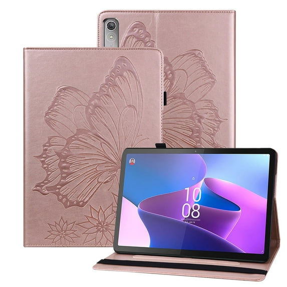 XYX Case for Lenovo Tab P12 12.7 inch 2023 TB370FU, Retro Butterfly Slim Folio Stand Cover (Rose Gold)