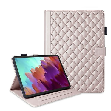 XYX Tablet Case for Lenovo Tab P12 12.7 inch Release 2023 TB370FU, Rhombus Pattern Multiple Viewing Angles Stand Slim Folio Case Cover (Rose Gold)
