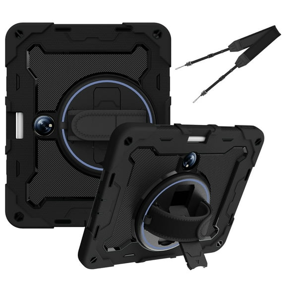 XYX 3in1 Rotating Stand Case for Oppo Pad 2/OnePlus Pad 11.61 inch 2023 Release with Hand/Shoulder Strap, Shockproof Rugged, Black