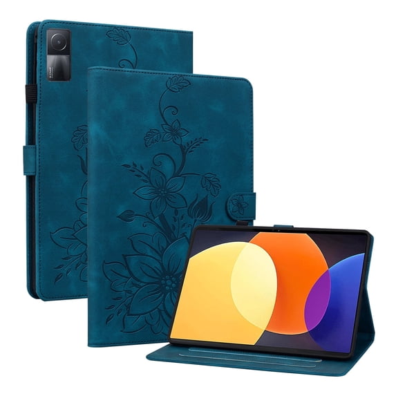 XYX for Redmi Pad 10.61 inch Case, PU Leather Slim Folio with Multi-Angle Stand, Blue Lily Flower
