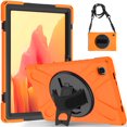 thumbnail image 1 of XYX Case for Samsung Galaxy Tab A7 10.4 inch SM-T500/SM-T505 with 360 Degree Rotating, Hand Strap, Shoulder Strap, Orange, 1 of 7
