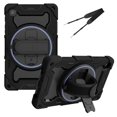 thumbnail image 1 of 3in1 Rotating Stand Case for Samsung Galaxy Tab A7 Lite 8.7 inch SM-T220 with Hand/Shoulder Strap, Shockproof Rugged, Black, 1 of 7