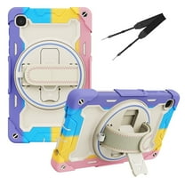 XYX 3in1 Rotating Stand Case for Samsung Galaxy Tab A7 Lite 8.7 inch SM-T220 with Hand/Shoulder Strap, Shockproof Rugged, Colorful Pink