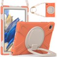 thumbnail image 1 of XYX Case for Samsung Galaxy Tab A8 10.5 inch SM-X200/SM-X205, 360 Degree Rotating Hand Grip Shockproof Cover with Shoulder Strap, Coral Orange, 1 of 7