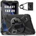 thumbnail image 1 of XYX Case for Samsung Galaxy Tab A9 8.7 inch SM-X110/SM-X115 with 360 Degree Rotating, Hand Strap, Shoulder Strap, Black, 1 of 7
