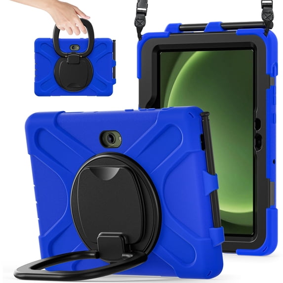 Case for Samsung Galaxy Tab Active 5 Pro/Active 4 Pro 10.1 inch, 360 Degree Rotating Hand Grip Shockproof Cover with Shoulder Strap, Blue