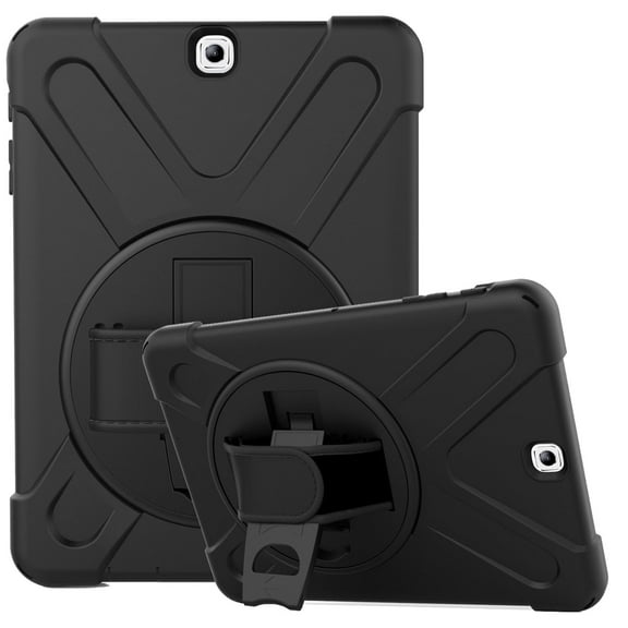 XYX Case for Samsung Galaxy Tab S2 9.7 inch SM-T810/SM-T815 with 360 Degree Rotating, Hand Strap, Shoulder Strap, Black