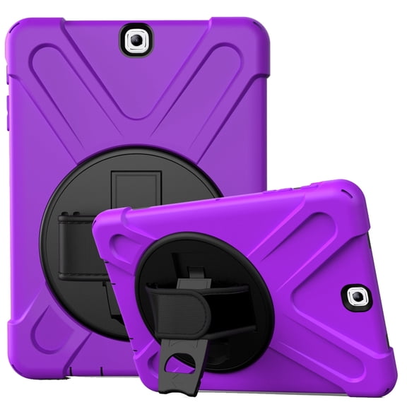 XYX Case for Samsung Galaxy Tab S2 9.7 inch SM-T810/SM-T815 with 360 Degree Rotating, Hand Strap, Shoulder Strap, Purple