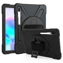 XYX Case for Samsung Galaxy Tab S6 10.5 inch SM-T860/SM-T865 with 360 Degree Rotating, Hand Strap, Shoulder Strap, Black