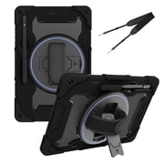 3in1 Rotating Stand Case for Samsung Galaxy Tab S8 Ultra 14.6 inch SM-X900 with Hand/Shoulder Strap, Shockproof Rugged, Black