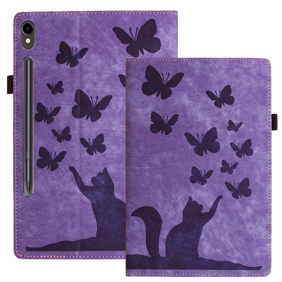 XYX Case for Samsung Galaxy Tab S10 Lite/S10 FE/S9 FE, Butterfly Cat Slim Folio Stand Cover, Purple