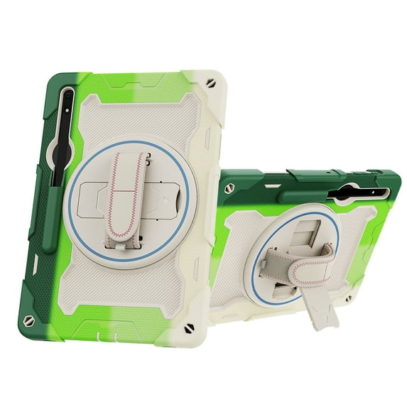 XYX 3in1 Rotating Stand Case for Samsung Galaxy Tab S10 FE/Tab S9 FE/Tab S9 with Hand/Shoulder Strap, Shockproof Rugged, Colorful Green