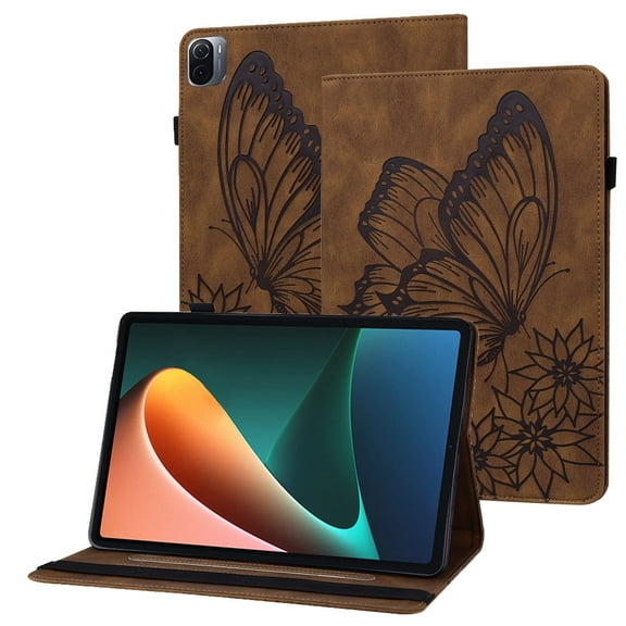 XYX Case for Xiaomi Pad 5, Retro Butterfly Slim Folio Stand Cover for Xiaomi Pad 5 Pro 5G 11.0 inch (Brown)