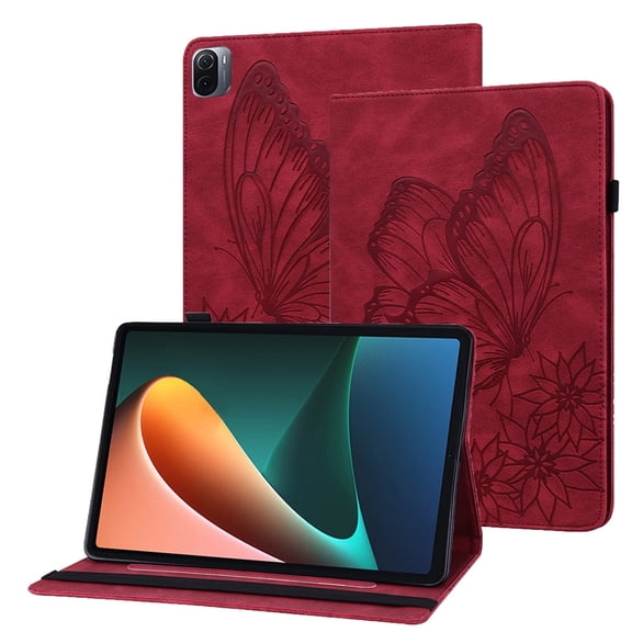 XYX Case for Xiaomi Pad 5, Retro Butterfly Slim Folio Stand Cover for Xiaomi Pad 5 Pro 5G 11.0 inch (Red)