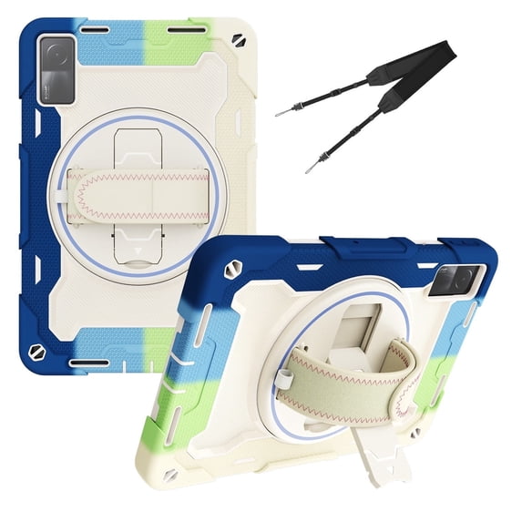 3in1 Rotating Stand Case for Xiaomi Redmi Pad 10.6 inch Released 2022 with Hand/Shoulder Strap, Shockproof Rugged, Multicolor