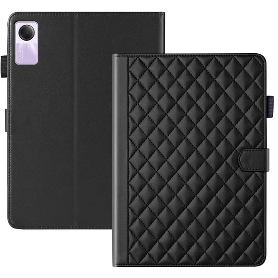 For Xiaomi Redmi Pad SE 11 inch Released 2023 Case, Rhombus Pattern Multiple Viewing Angles Stand Slim Folio Cover (Black)