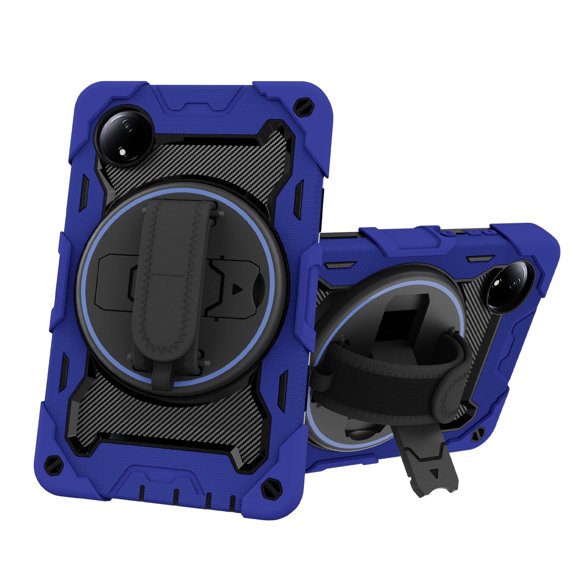 3in1 Rotating Stand Case for Xiaomi Redmi Pad SE 8.7 inch 2024 with Hand/Shoulder Strap, Shockproof Rugged, Blue