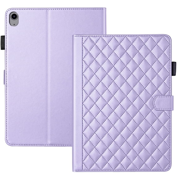 For iPad (A16) 11th/10th Gen 11/10.9 inch 2025/2022 Case, Rhombus Pattern Multiple Viewing Angles Stand Slim Folio Cover (Purple)