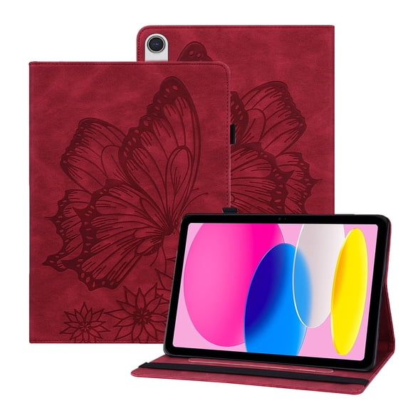 XYX Case for iPad 10th Generation 10.9 inch 2022 Release A2757 A2696, Retro Butterfly Slim Folio Stand Cover (Red)