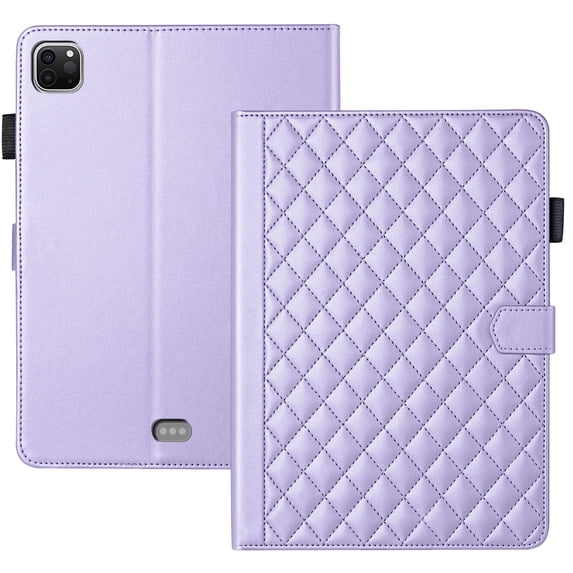 For iPad Air 11 inch (2025 M3/2024 M2) Case, Rhombus Pattern Multiple Viewing Angles Stand Slim Folio Cover (Purple)