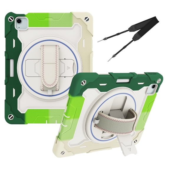 3in1 Rotating Stand Case for iPad Air 11 (2025)/iPad Air 11 (2024)/iPad Pro 11 inch (2022/2021/2020/2018) with Hand/Shoulder Strap, Shockproof Rugged, Green