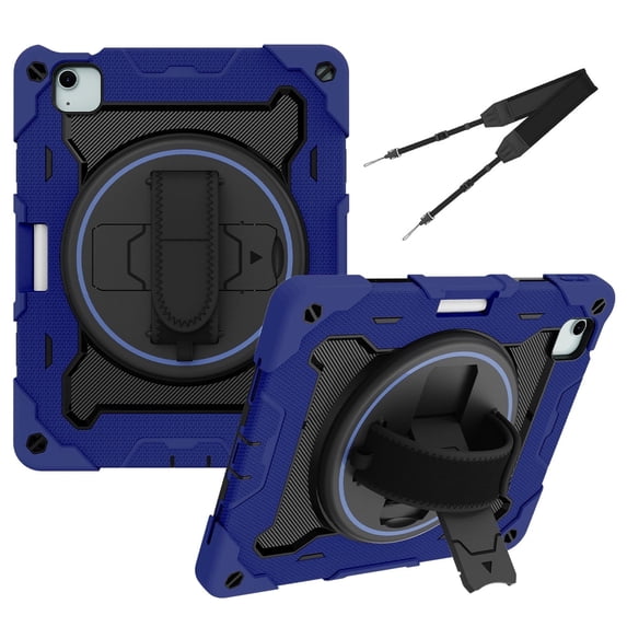3in1 Rotating Stand Case for iPad Air 11 (2025)/iPad Air 11 (2024)/iPad Pro 11 inch (2022/2021/2020/2018) with Hand/Shoulder Strap, Shockproof Rugged, Blue