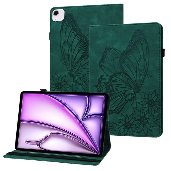 XYX Case for iPad Air 11 M3 2025/iPad Air 11 M2 2024, Retro Butterfly Slim Folio Stand Cover (Green)