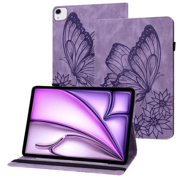 XYX Case for iPad Air 11 M3 2025/iPad Air 11 M2 2024, Retro Butterfly Slim Folio Stand Cover (Purple)